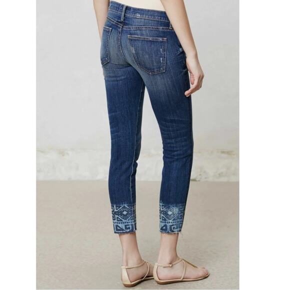Current Elliot Jeans 27 The Cut Off Crop Stiletto Darkota With Tribal Cuff - Picture 6 of 12